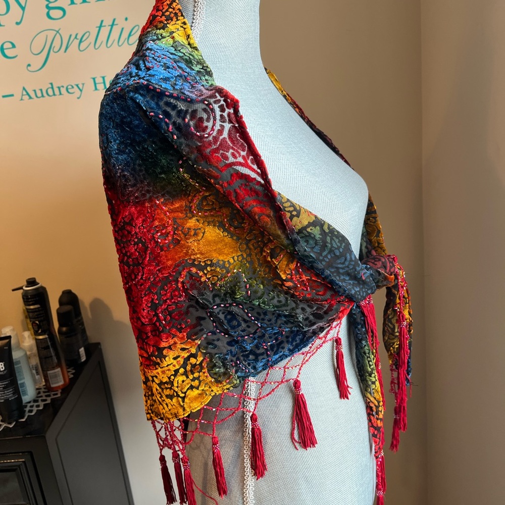 Shawl/Cape/Sarong ~ Crushed Velvet w/bead details